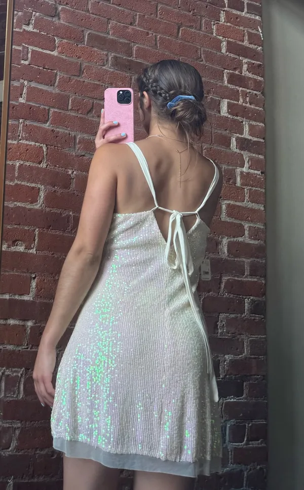 Free People Gold Rush Mini Dress Icicle Pearl - Image 2