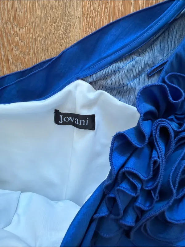 Jovani Navy Blue One-Shoulder Dress asymmetrical used - Image 5