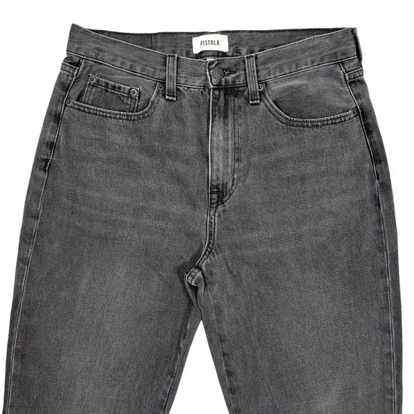 PISTOLA Alexa High Rise Flare‎ Jeans 28" Black Split Hem Goth Grunge Minimalist - Image 9