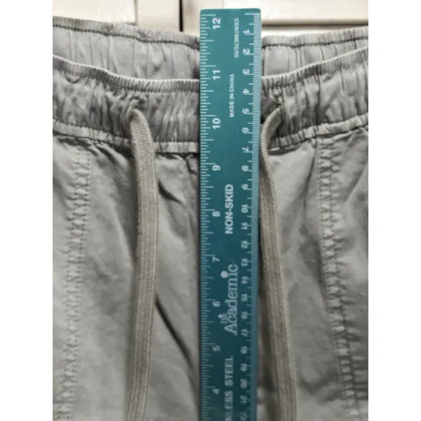American Eagle Gray Elastic/Tie Waist Zip Pockets Elastic‎ Hem Pants Size Medium - Image 3