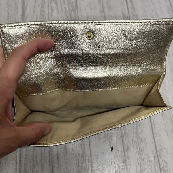 Coach turn lock Signature Brown Tan Gold Wallet With Insert - Image 3