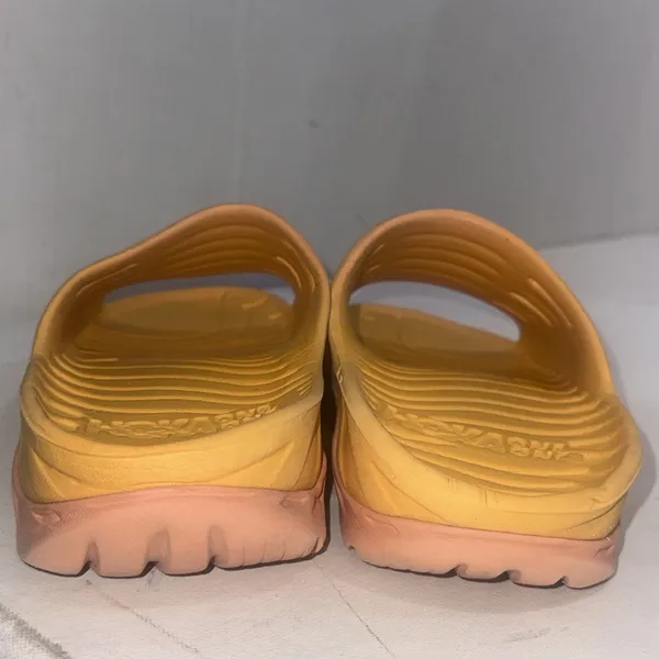 HOKA One One Unisex Orange Yellow Molded Ora Recovery Slide Sandals Size W10 M8 - Image 3