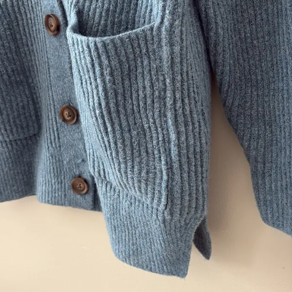 New Abercrombie & Fitch Chunky Knit Soft A&F Wool Blend Oversized Blue Size M - Image 5