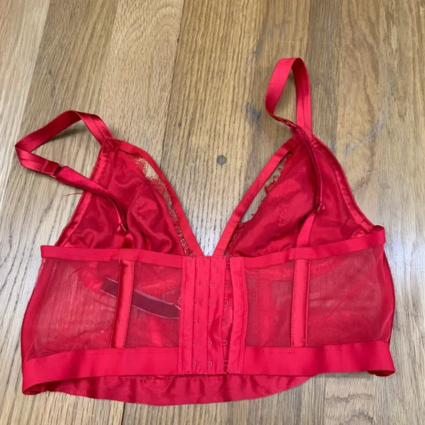Victoria's Secret Very Sexy Red Lace Mesh Longline Bralette‎ Medium 387053-ACR - Image 2