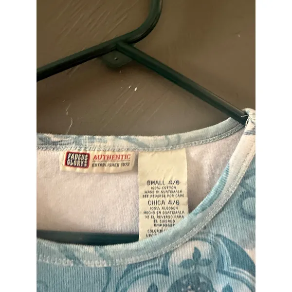 Faded Glory Vintage Y2k Blue Tie Dye‎ Damask Baby Tee Small Short Sleeve Y2K Top - Image 4