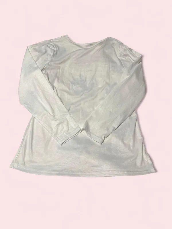 Women’s White Long-Sleeve Pintuck Tee - Image 2