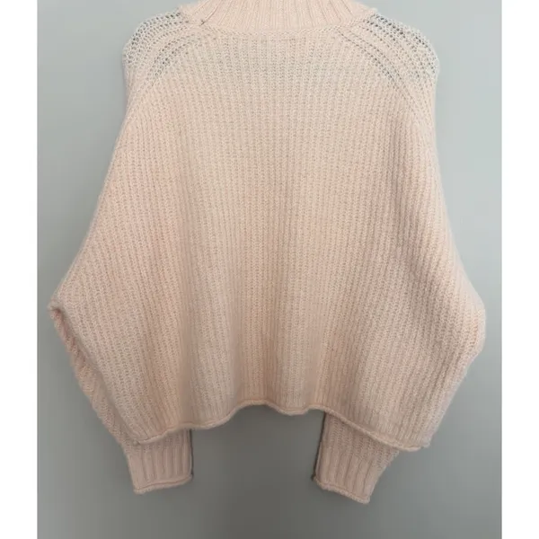 Pilcro Dawn Mock-Neck Chunky Sweater Cream/Peach Women's Size Large - Image 6