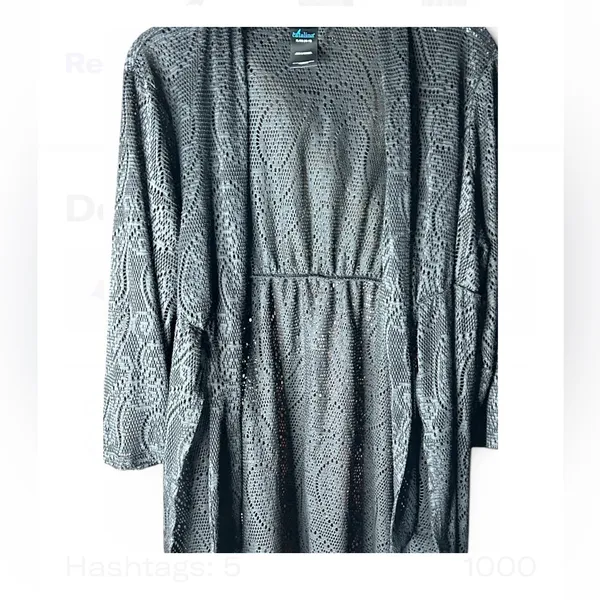 Catalina Cover Up Swimwear Black Eyelet long Sleeve Tie Front Lace Trim.Size XL - Image 4