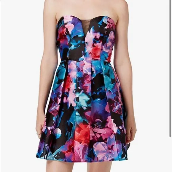 B Darlin floral sweetheart‎ strapless dress size 3/4 - Image 2