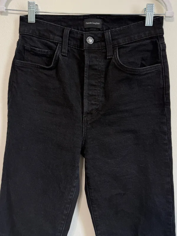 FAVORITE DAUGHTER The Vivi Straight Jeans in Kingsley Black Size 26 - Image 4