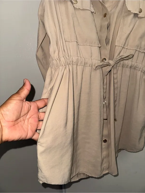 Zara Beige Drawstring Utility Jacket - Image 3
