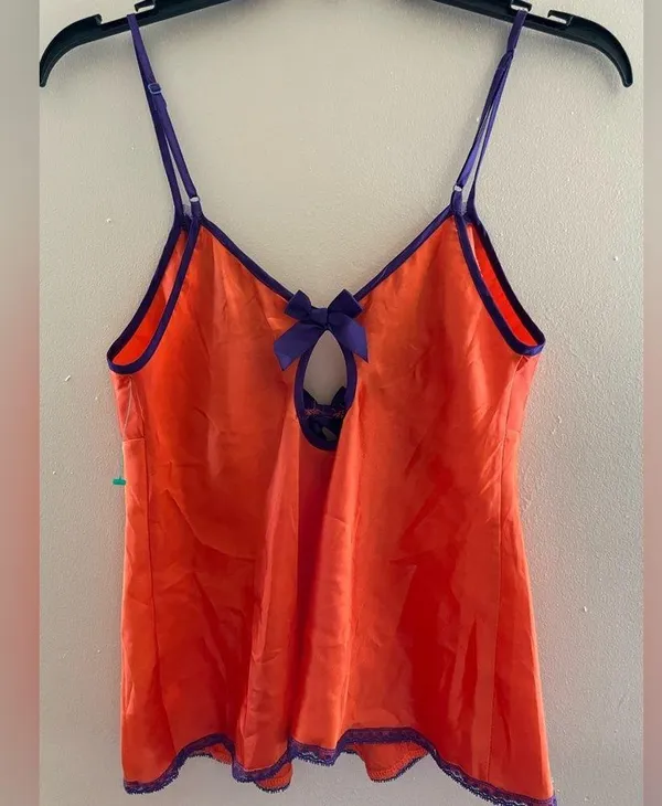 Vintage Nayomi Orange & Purple Lingerie Sleeveless Top Size Medium - Image 4
