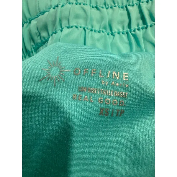 OFFLINE by Aerie Real Good Low Rise Smocked Athletic Shorts‎ Turquoise Blue XS - Image 4