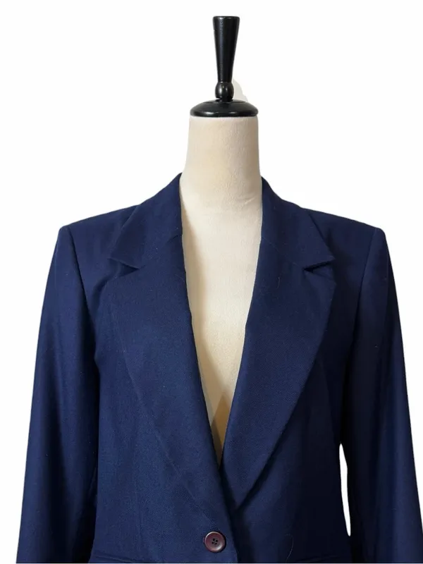 Pendleton Vintage Virgin Wool Blazer Size 12 Single Button Lined Solid Blue 90s - Image 6