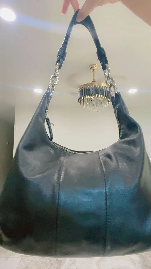 Coach Kristin Black Leather Shoulder Bag Gusseted PocketLatch PurseVintage 16808 - Image 3
