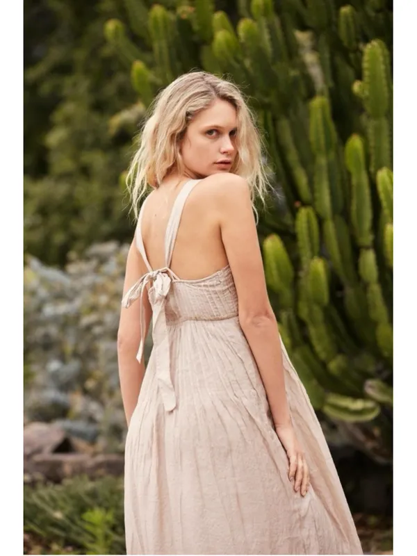 Free People Frankie Pintuck Maxi Dress Sand Women’s S Prairie Boho Western Lagen - Image 7