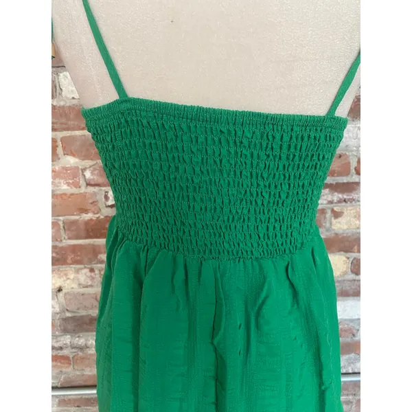 SHEIN Kelly Green Smocked Tie-Strap Midi Dress - Size Small (4) - Image 7