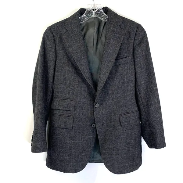 Polo Ralph Lauren Plaid Blazer Vintage Wool Gray USA Made - Image 13