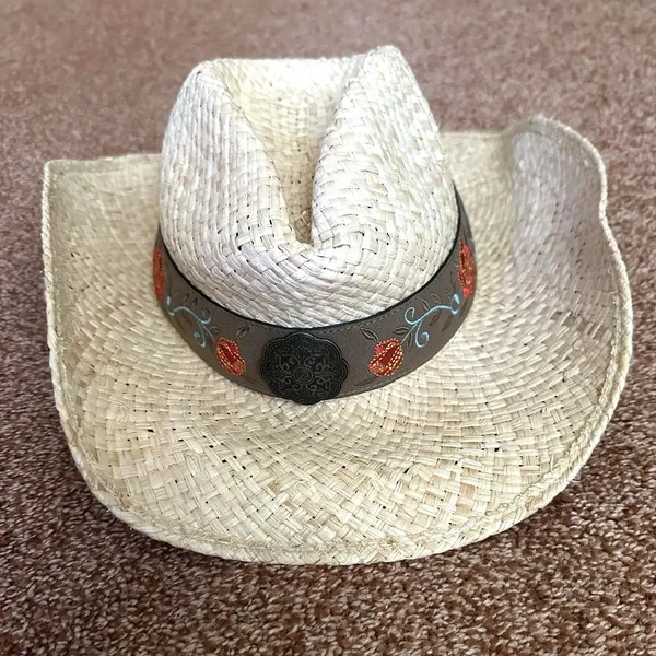Kenny K Straw Hat Sm Embroidered Floral Western Festival Country Casual RM10L-E - Image 2