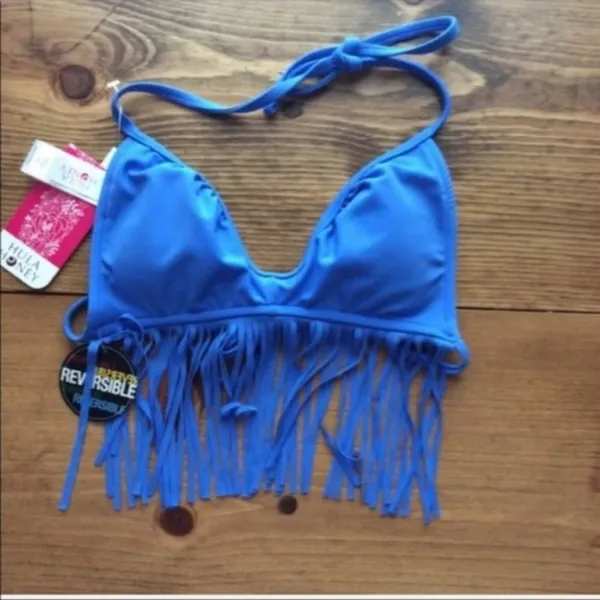 Hula Honey Reversible Fringe Bikini Top NWT - Image 2