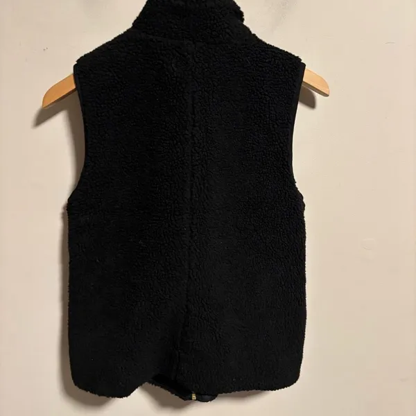 J.crew Mercantile Fleece Teddy Bear Sherpa Full Zip Vest Black Gold- Size XS - Image 3