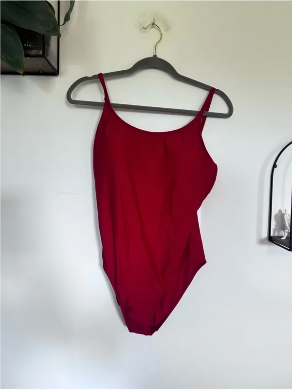 NWT Quince Cherry‎ Red Italian Cami One-Piece Swimsuit Size Large - Image 4