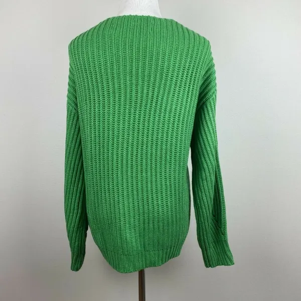 Code X Mode Cardigan Sweater S Chunky Knit Green Open Oversized‎ New - Image 5
