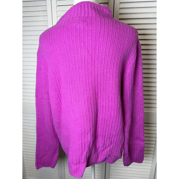 JCREW Vibrant Purple knit Mockneck Sweater Size XL NWT preppy office - Image 3