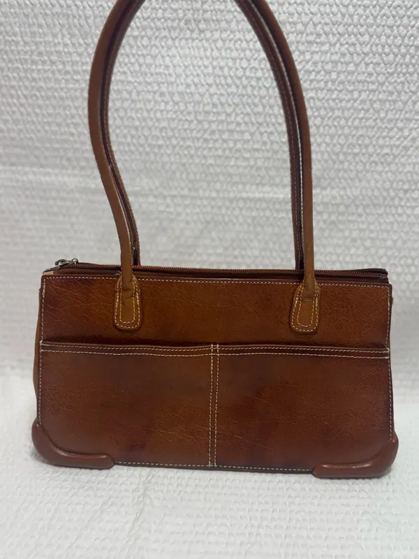 me too Cognac Brown Leather Shoulder Bag with Double Straps - Image 2