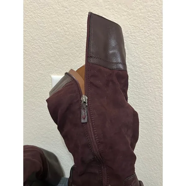 Franco Sarto Boots Womens Size 7.5 Cranberry Red Brown Suede Autumn Western Boho - Image 13