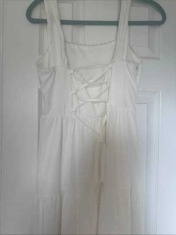Amazon White Tiered Maxi Dress with Wide Straps - Image 4