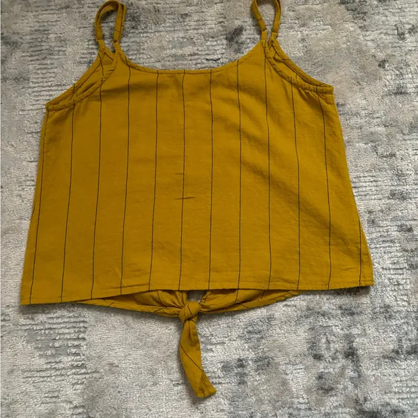 Dizzier Yellow with Black Stripes Thin Adjustable Straps Crop Top Size M Size M - Image 13