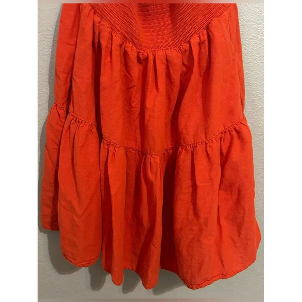 American Eagle Orange Cotton Linen Halter Neck Tiered Dress Women’s Size Medium - Image 7