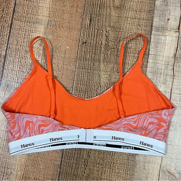 Hanes 2X Boho Paint Swirl Art Bralette V Neck Adjustable Abstract Pastel Funky - Image 3