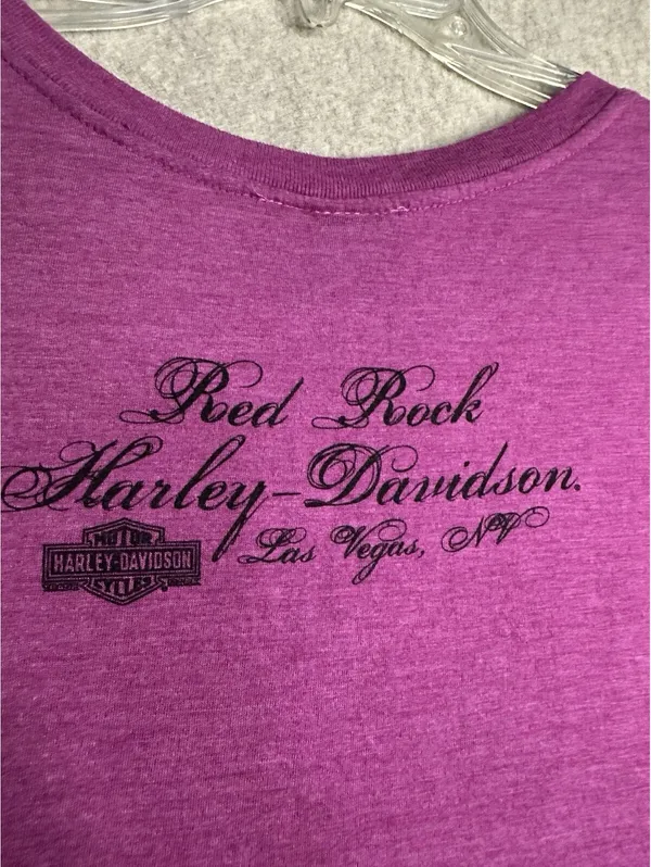 Harley Davidson Purple Bling Women's Large Short Sleeve Las Vegas 2015 - Image 7