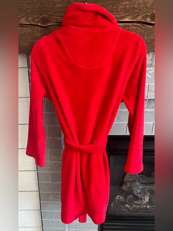 Victoria's Secret Plush Red Cozy Bath Robe Women Size S/P EUC - Image 3