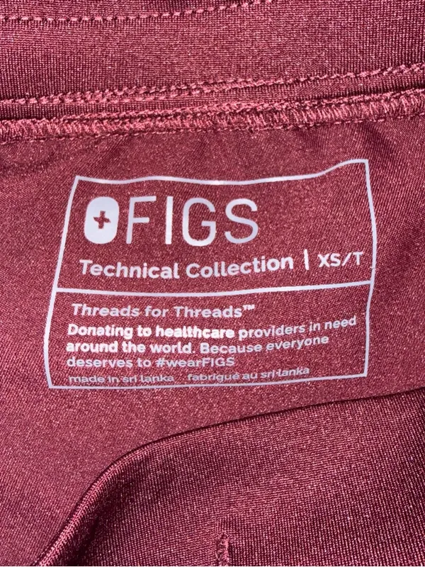 FIGS Yola High Waisted Scrub Pants Burgundy XS Tall - Image 6