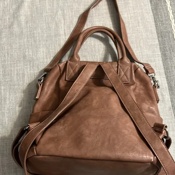 Urban Expressions Brown Faux‎ Leather Mini Backpack Convertible Crossbody Bag - Image 4