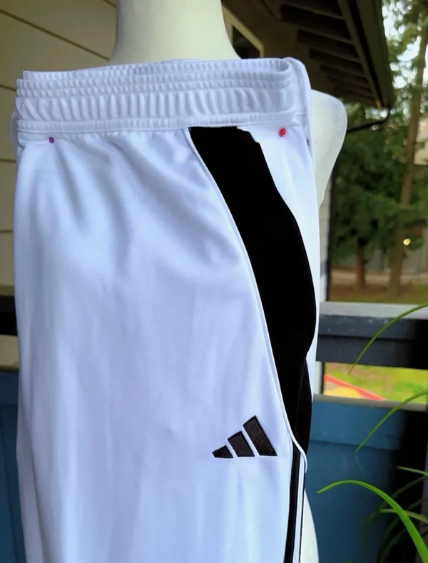 adidas men's athletic White Track Pants with Black Stripe Detail Sz - Image 2