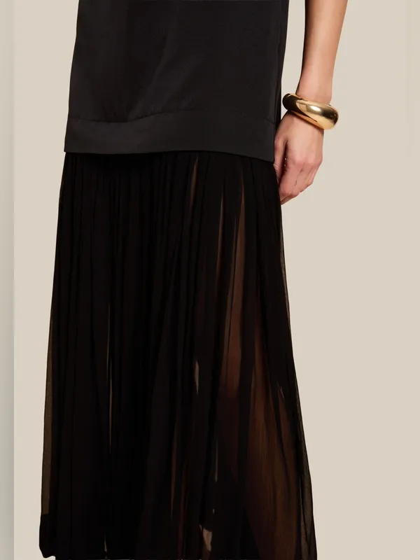 NWT o.p.t Elowen Maxi Dress size L Few Moda short sleeve tie bow back Black - Image 4