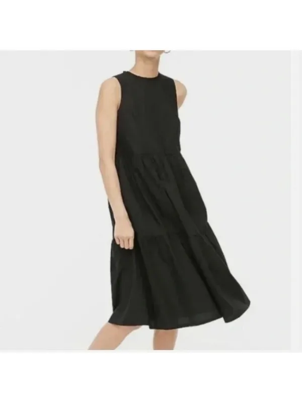 Vila Clothes black tiered sleeveless midi dress cotton blend New Sz 12 - 14 - Image 2