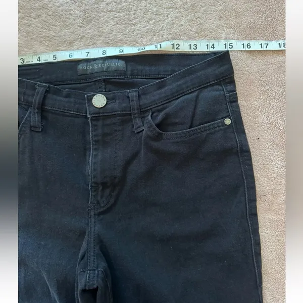 Rock‎ & Republic Women's Kendall Straight Leg Black Denim Jeans Size 10 - Image 10