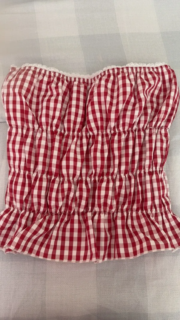 Boutique Gingham Top Red - Image 3