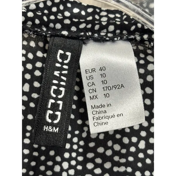 Divided By H&M Polkadot Chiffon Long Balloon Sleeve Blouse Size 10‎ Smocked - Image 2