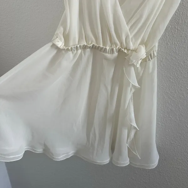 Flora Nikrooz Wedding Sleeveless V-Neck Mini Slip Dress White Medium - Image 4