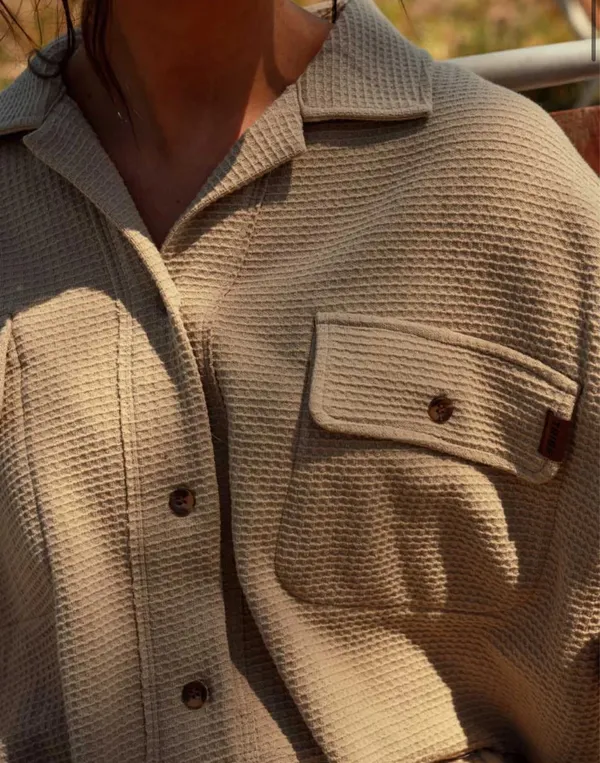 Tribe Kelley Waffle Cropped Button up - Image 2
