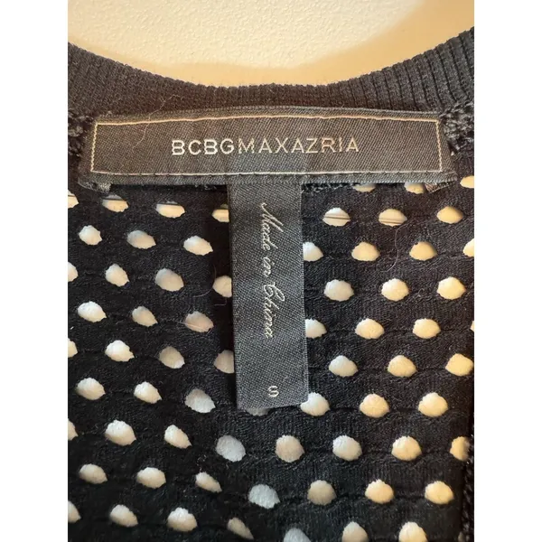 BCBGMaxAzria Etania Mesh Tank Dress Black Raw Hem Mini Bodycon Cover up Beachy S - Image 7
