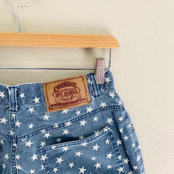 Vintage Star Print Shorts Blue Size 8 - Image 6