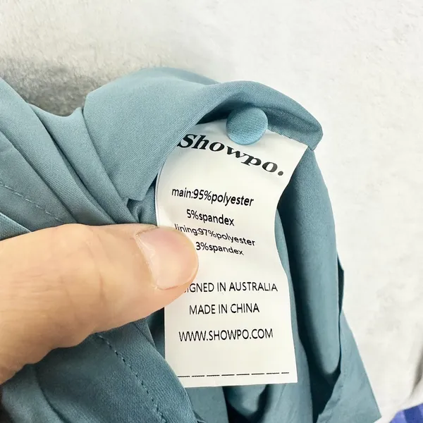 Showpo Ebony Midi Dress Size 2 NWT High Neck Gathered Bodice Steel Blue - Image 6