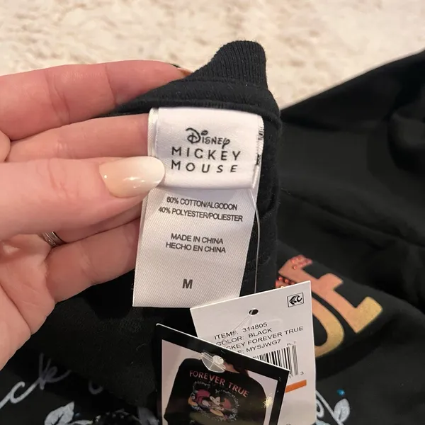 NWT Disney Mickey Mouse Forever True Black Womens Sweatshirt MEDIUM Rhinestone - Image 6